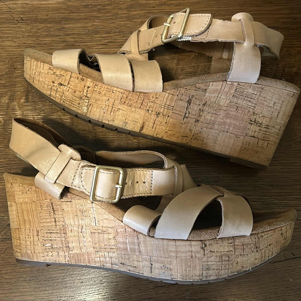 Tan cork Clark wedges